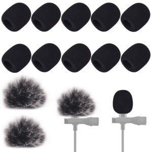 professional lapel headset windscreen foam cover set, compatible with mini microphone covers (12 piece)