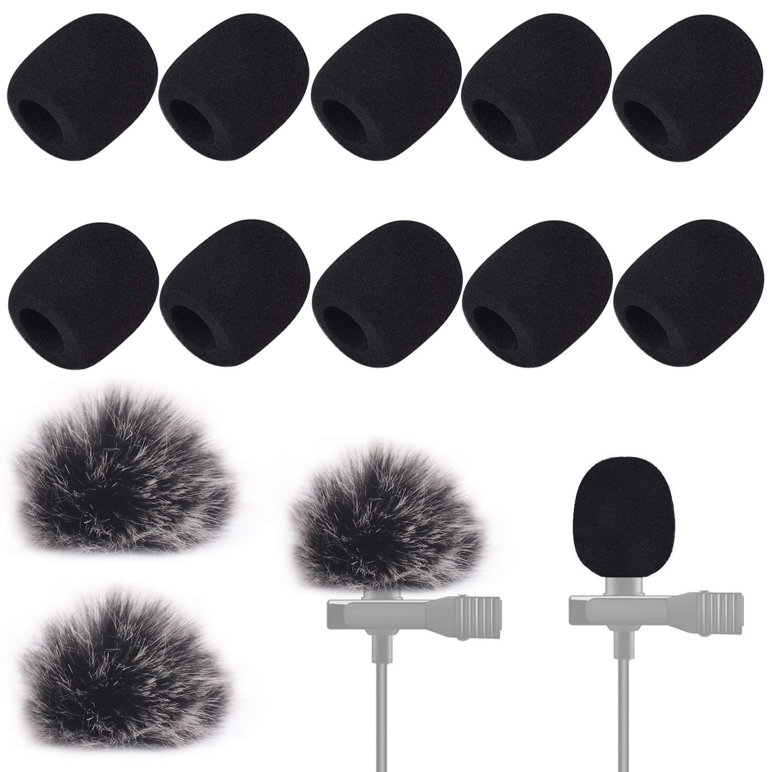 Professional Lapel Headset Windscreen Foam Cover Set, Compatible with Mini Microphone Covers (12 Piece)