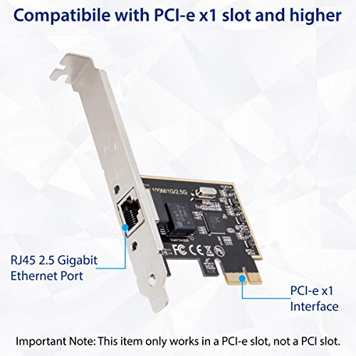 IO CREST 2.5 Gigabit Ethernet PCI Express PCI-E Network Interface Card 10/100/1000/25000 Mbps RJ45 LAN SI-PEX24059