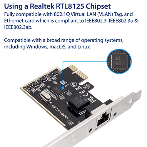 IO CREST 2.5 Gigabit Ethernet PCI Express PCI-E Network Interface Card 10/100/1000/25000 Mbps RJ45 LAN SI-PEX24059