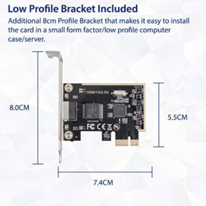 IO CREST 2.5 Gigabit Ethernet PCI Express PCI-E Network Interface Card 10/100/1000/25000 Mbps RJ45 LAN SI-PEX24059