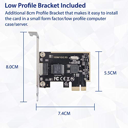 IO CREST 2.5 Gigabit Ethernet PCI Express PCI-E Network Interface Card 10/100/1000/25000 Mbps RJ45 LAN SI-PEX24059