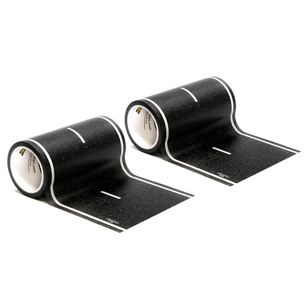 PlayTape Road Tape for Toy Cars - Sticks to Flat Surfaces; No Residue; 2-Pack of 30 ft. x 4 in. Black Road