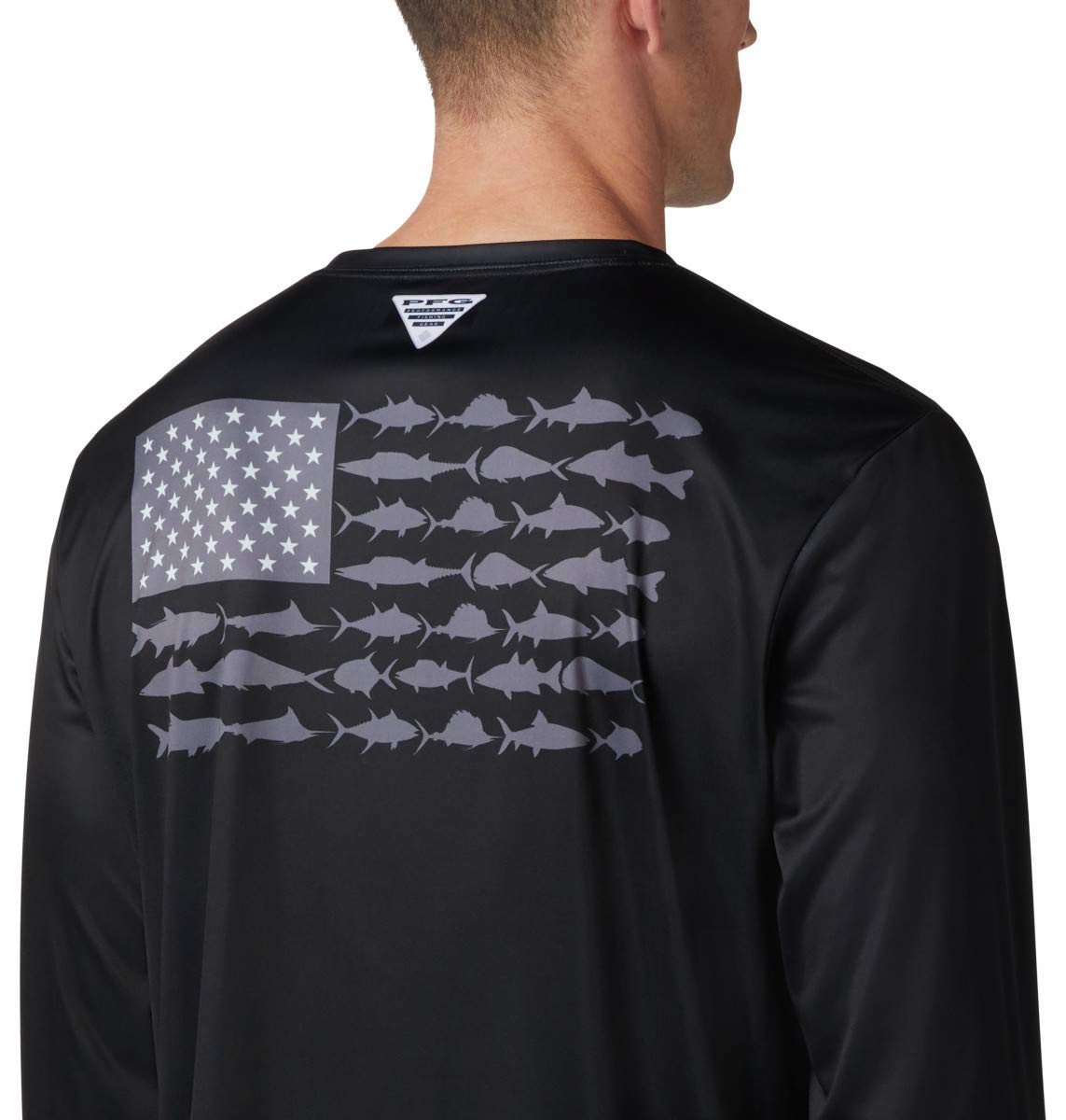 Columbia Men's Tall Size Terminal Tackle PFG Fish Flag LS, Black/Graphite, 2XT