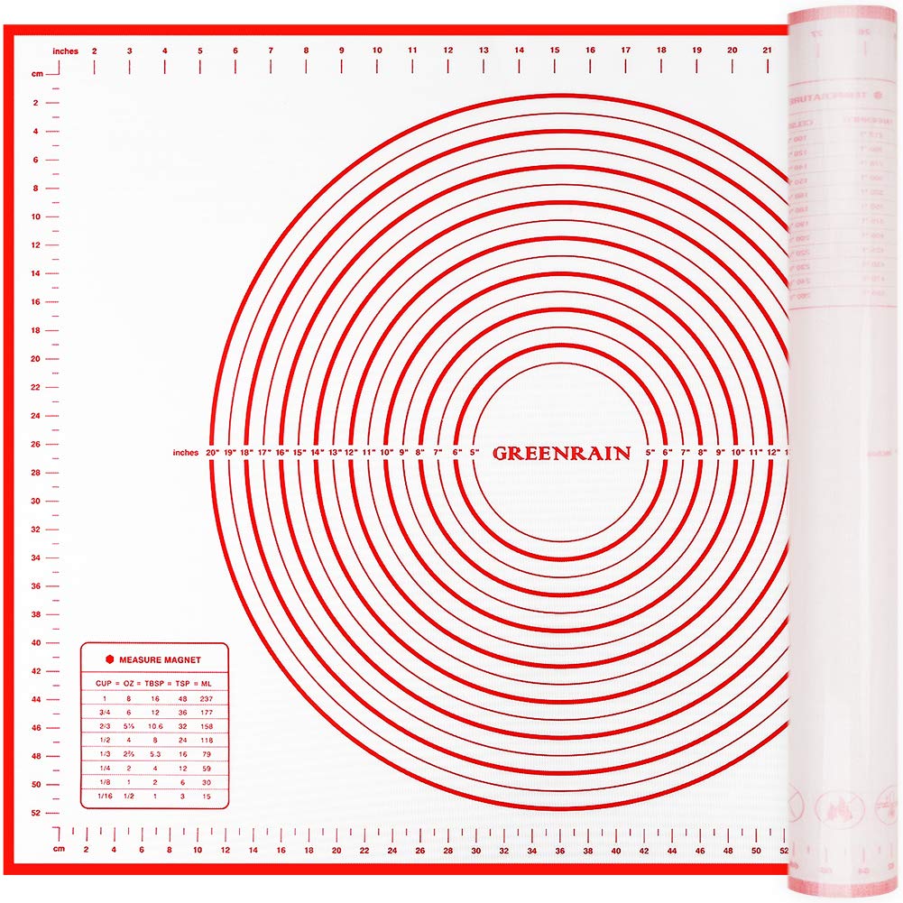 GREENRAIN Extra Large Silicone Pastry Mat Non Stick Baking Mat with Measurement Fondant Mat, Counter Mat, Dough Rolling Mat, Oven Liner, Pie Crust Mat (XXL-24''(W)*32''(L))