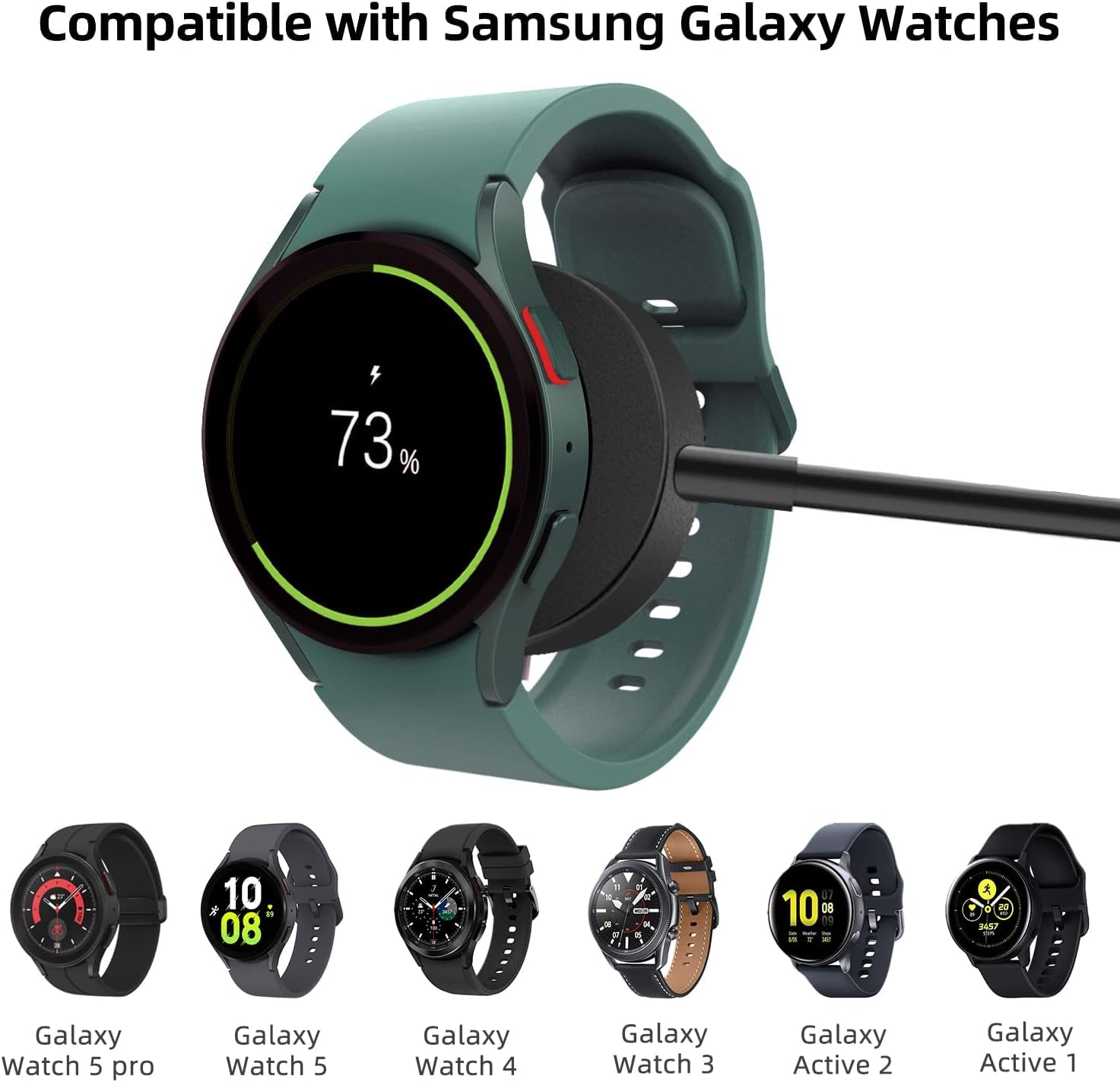 Galaxy Watch 6/5/4/3 Charger EMallee USB A Charging Dock for Samsung Galaxy Watch6 Watch5 Pro Watch4 Classic Watch3 Active Active2 Accessories 2 Pack