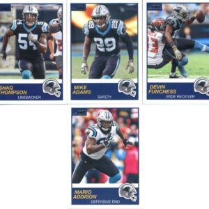 2019 Panini Score Football Veteran Carolina Panthers Team Set of 10 Cards: Cam Newton(#253), Christian McCaffrey(#254), Luke Kuechly(#255), Julius Peppers(#256), DJ Moore(#257), Greg Olsen(#258), Devin Funchess(#259), Mike Adams(#260), Shaq Thompson(#261)