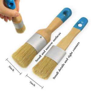 Chalk & Wax Paint Brush Set for Furniture,DIY Painting and Waxing Tool,Milk Paint,Stencils,Natural Bristles,by MAXMAN,Small Size