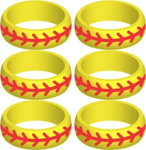 sayitbands six (6) of softball silicone ring size 7