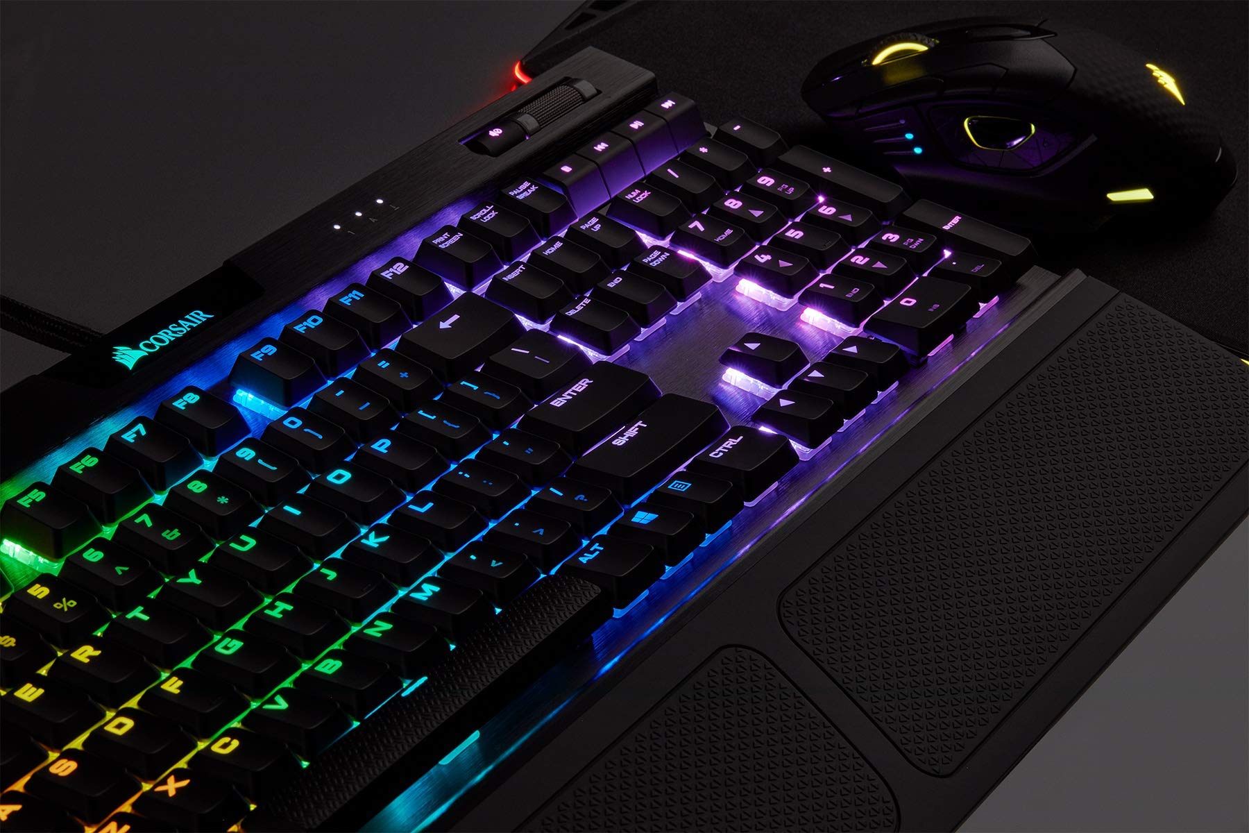 Corsair K70 RGB MK.2 RAPIDFIRE Low Profile - Backlit RGB LED - USB Passthrough & Media Controls - Fastest & Linear Low Profile - Cherry MX Speed (Renewed)