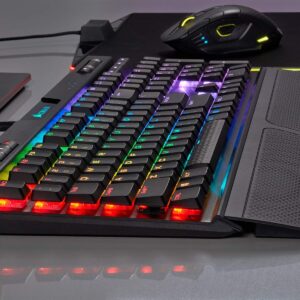 Corsair K70 RGB MK.2 RAPIDFIRE Low Profile - Backlit RGB LED - USB Passthrough & Media Controls - Fastest & Linear Low Profile - Cherry MX Speed (Renewed)