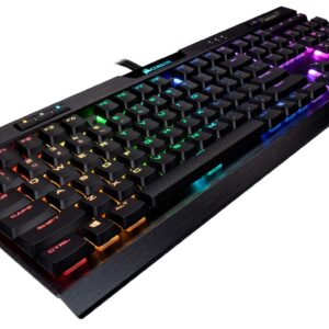 Corsair K70 RGB MK.2 RAPIDFIRE Low Profile - Backlit RGB LED - USB Passthrough & Media Controls - Fastest & Linear Low Profile - Cherry MX Speed (Renewed)