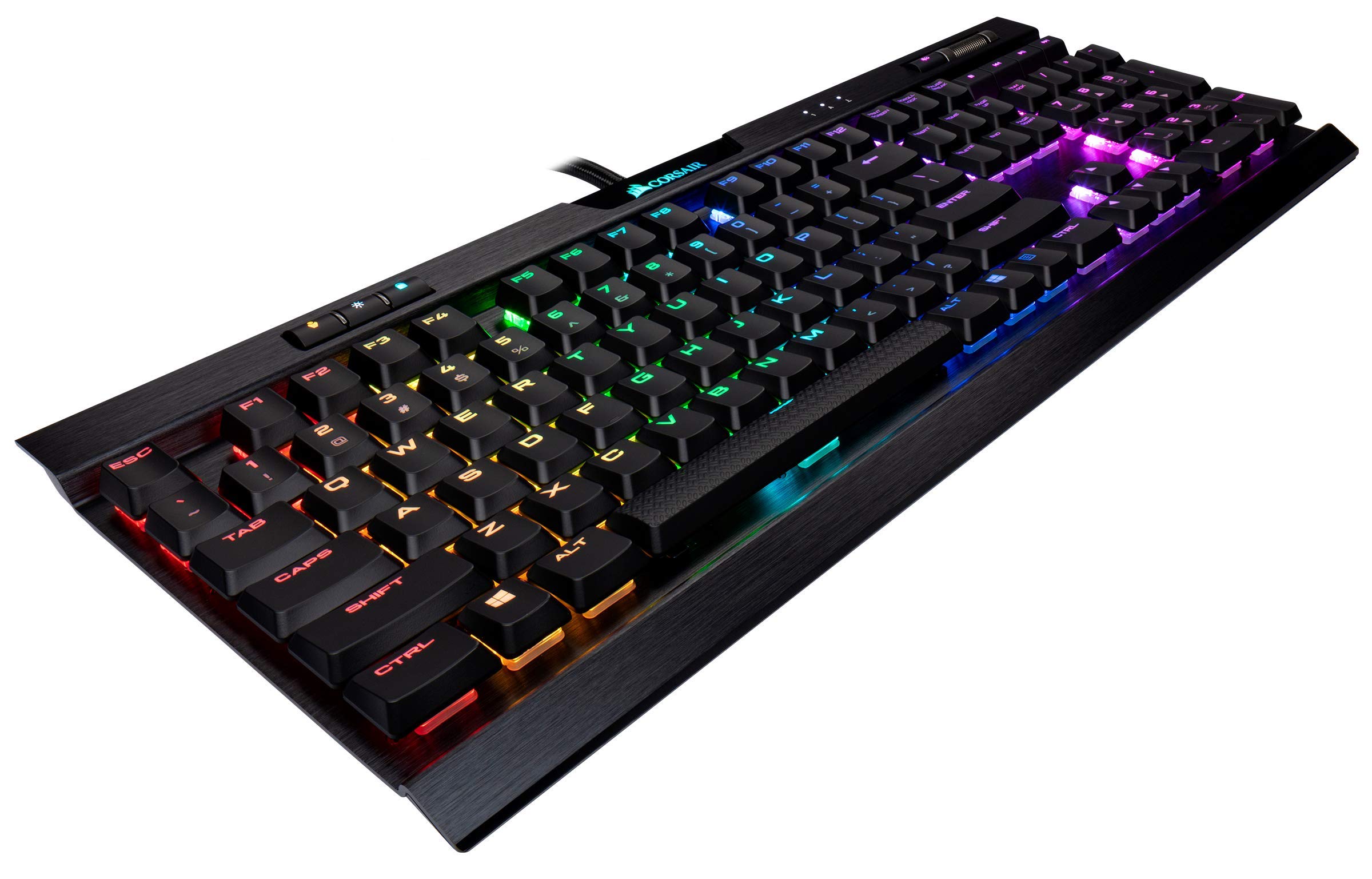 Corsair K70 RGB MK.2 RAPIDFIRE Low Profile - Backlit RGB LED - USB Passthrough & Media Controls - Fastest & Linear Low Profile - Cherry MX Speed (Renewed)