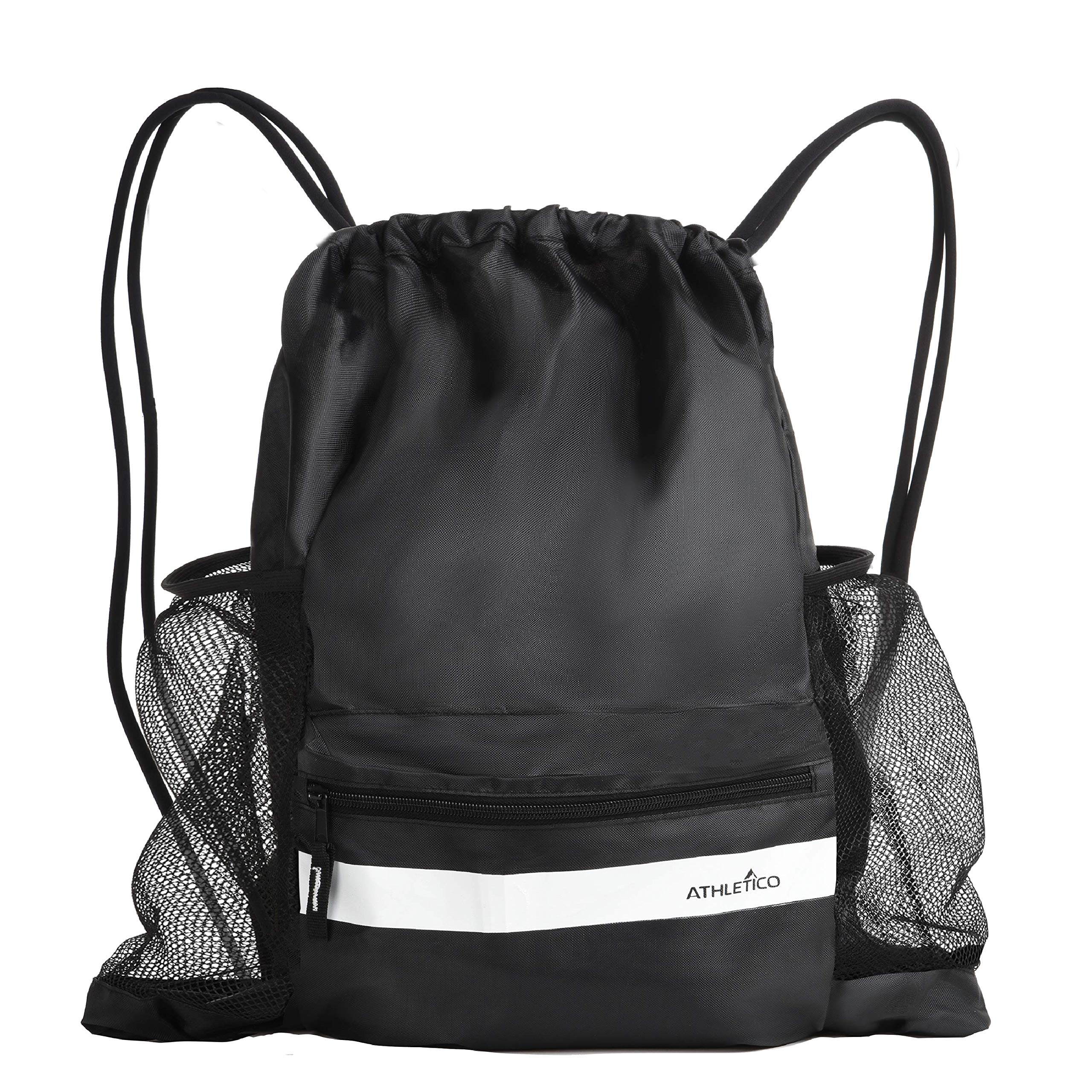 Athletico Drawstring Soccer Bag - Soccer Backpack Can Also Carry Baskeyball or Volleyball (Black)