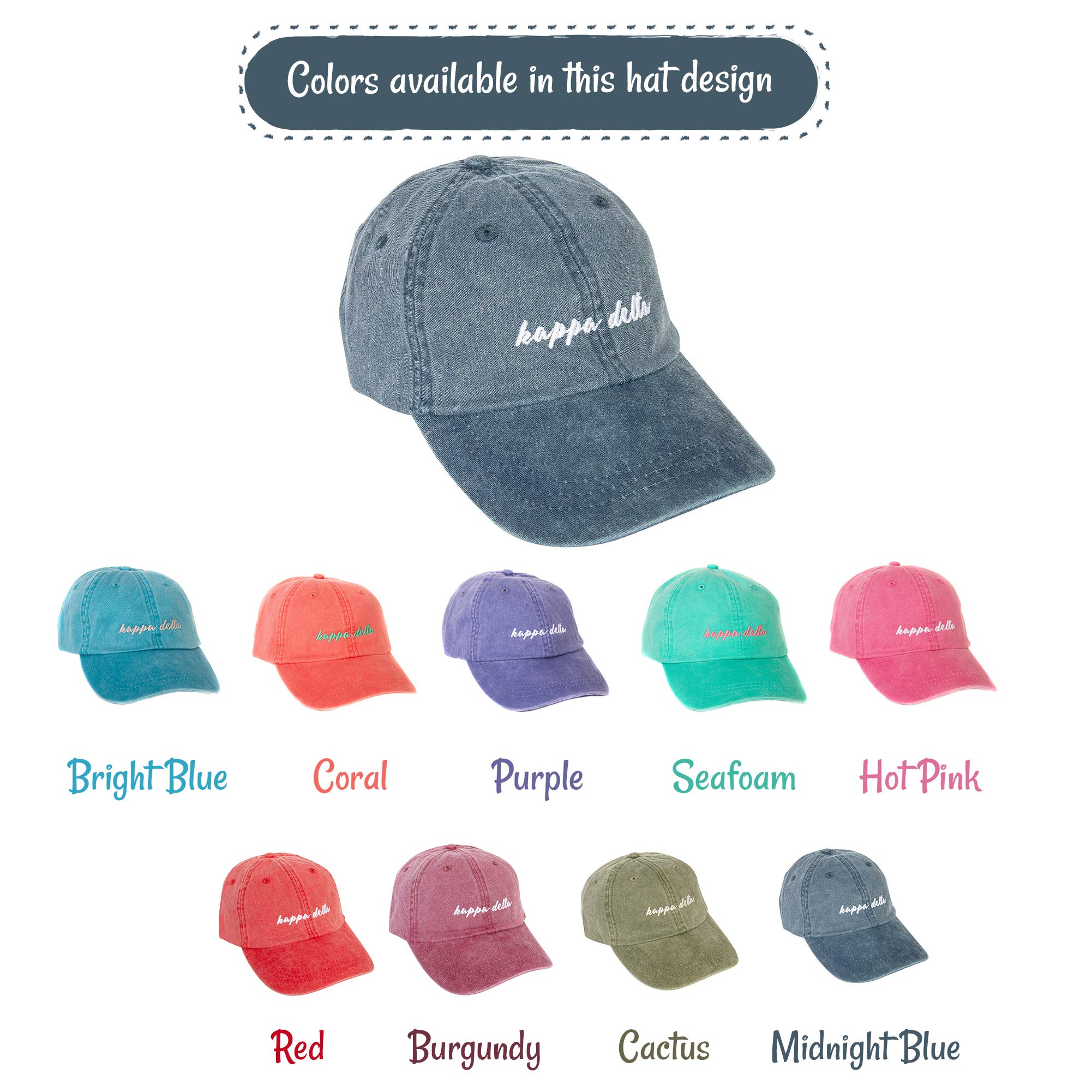 Desert Cactus Kappa Delta Baseball Hat (N) Sorority Cap Cursive Name Font KD (Midnight Blue)