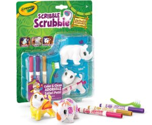 crayola scribble scrubbie safari animals, rhino and hippo, 2 count, creative toy, gift for kids, age 3, 4, 5, 6