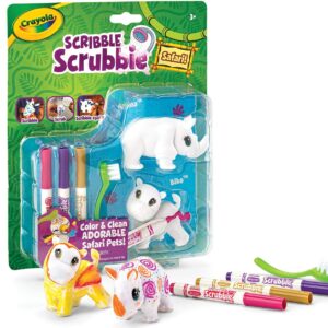 Crayola Scribble Scrubbie Safari Animals, Rhino and Hippo, 2 Count, Creative Toy, Gift for Kids, Age 3, 4, 5, 6