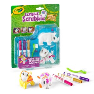 Crayola Scribble Scrubbie Safari Animals, Rhino and Hippo, 2 Count, Creative Toy, Gift for Kids, Age 3, 4, 5, 6