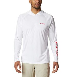 columbia men's terminal tackle hoodie, white/red spark logo, large