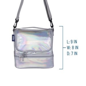 Wildkin Two Compartment Insulated Lunch Bag for Boys & Girls, Perfect for Early Elementary Lunch Box Bag, Ideal Size for Packing Hot or Cold Snacks for School & Travel Lunch Bags (Holographic)