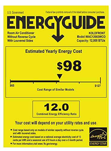 Koldfront WAC12003WCO 12000 BTU 115V Window Air Conditioner with Dehumidifier and Remote Control