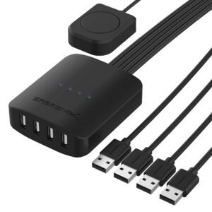 sabrent usb 2.0 sharing switch up to 4 computers and peripherals led device indicators (usb-uss4)