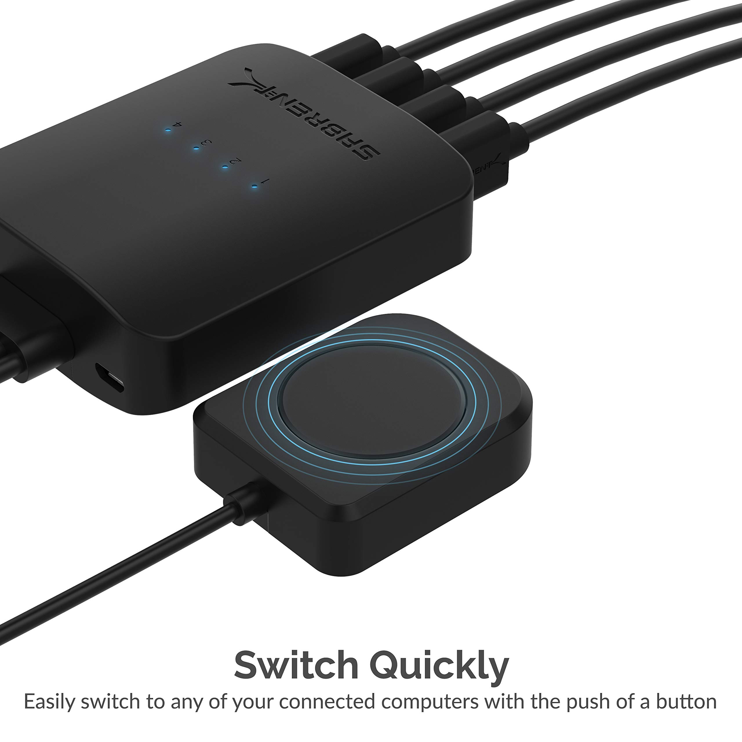 SABRENT USB 2.0 Sharing Switch up to 4 Computers and Peripherals LED Device Indicators (USB-USS4)