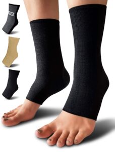 sb sox compression ankle brace (pair) – great ankle support that stays in place – for sprained ankle and achilles tendon support – perfect ankle sleeve for sports, any use (solid - black, medium)