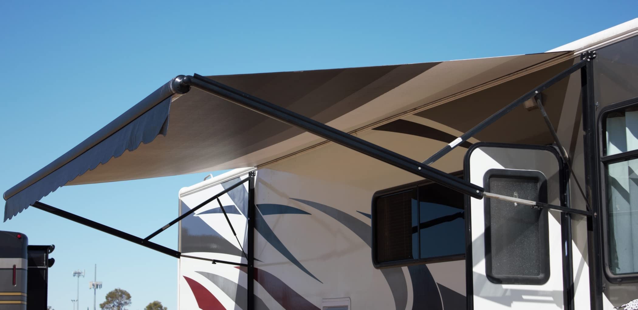 ShadePro - RV Awning Fabric Replacement - Heavy Duty Weatherproof Vinyl - Universal Outdoor Canopy for Camper, Trailer, and Motorhome Awnings - Granite - 16' (Fabric 15' 2")