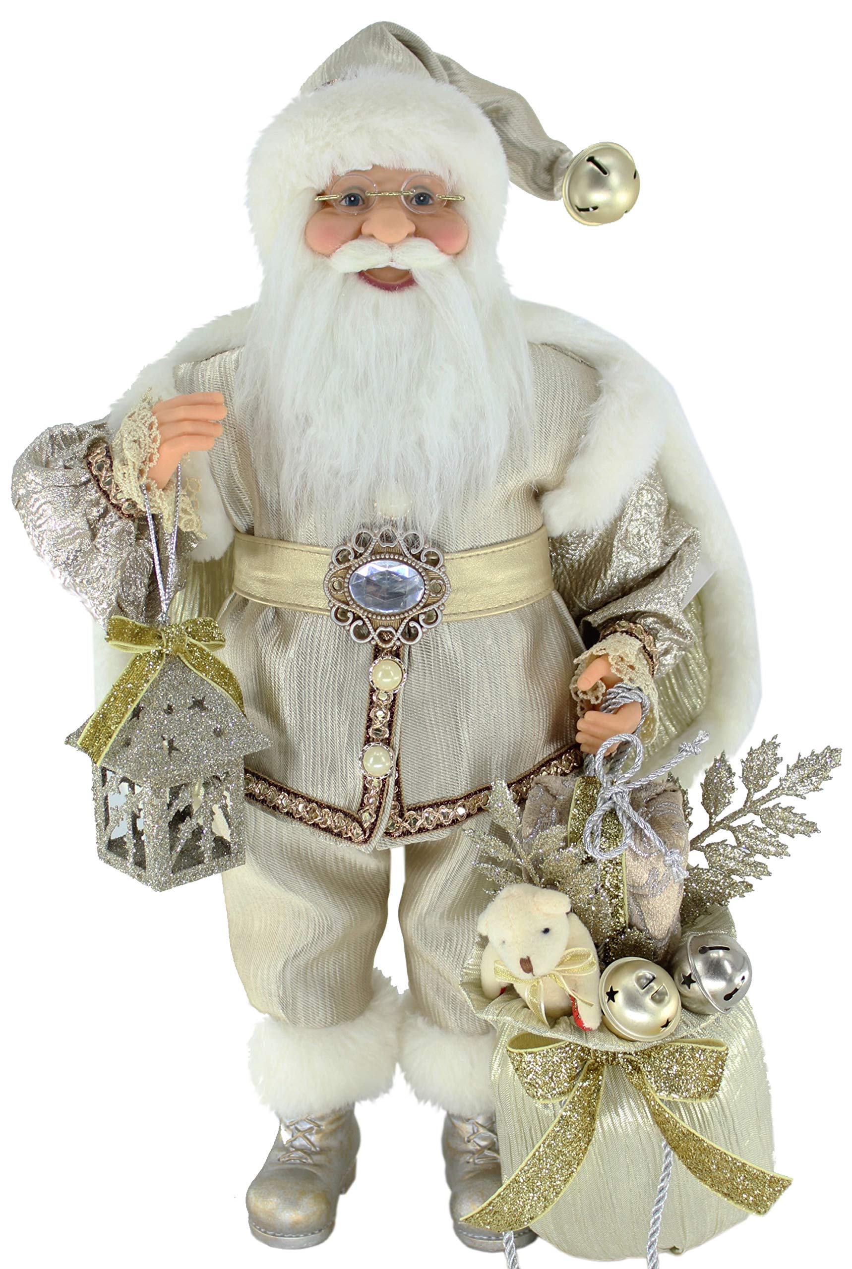 Windy Hill Collection 16" Inch Standing Shimmering Champagne Santa Claus Christmas Figurine Figure Decoration 169050