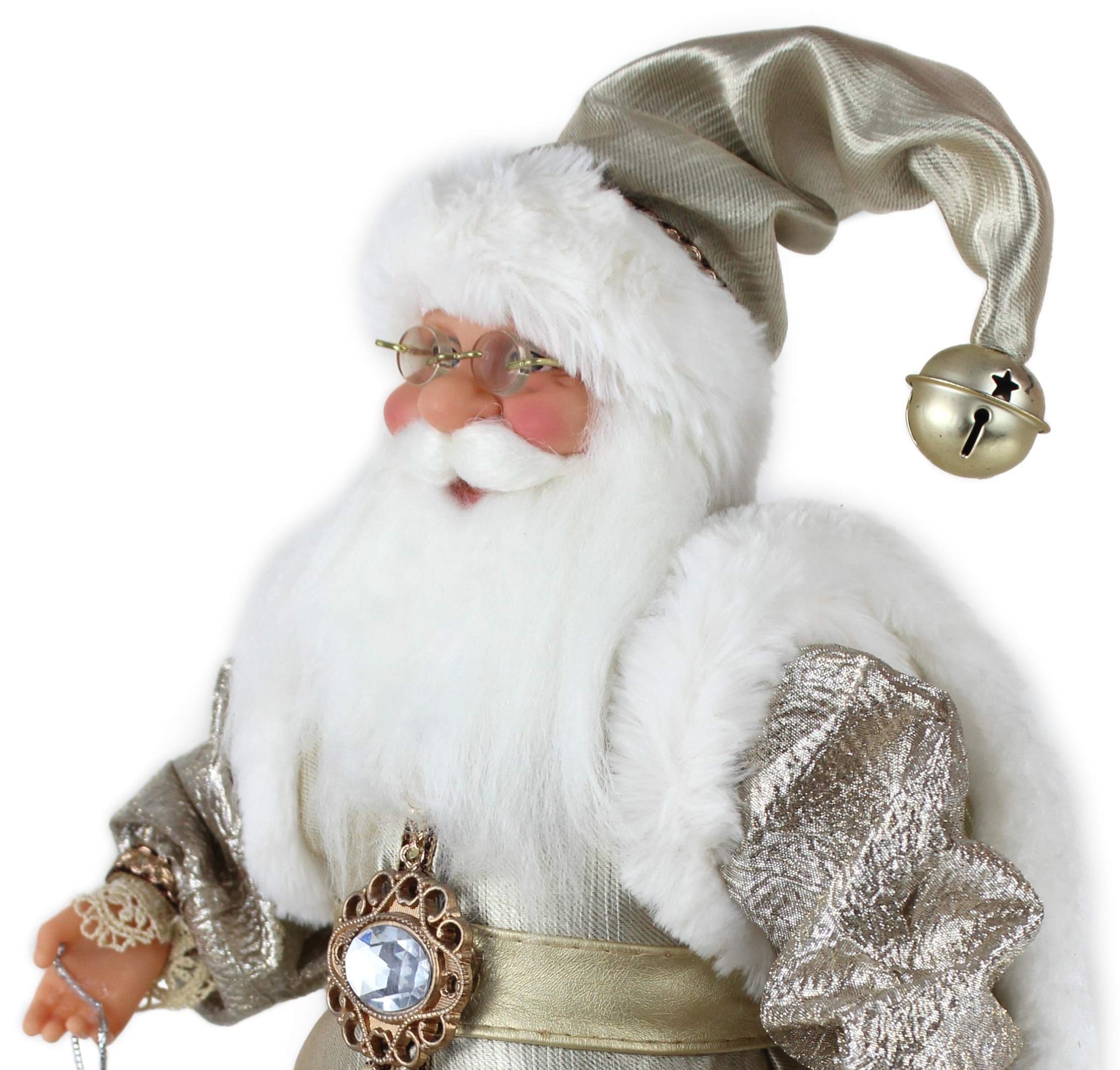 Windy Hill Collection 16" Inch Standing Shimmering Champagne Santa Claus Christmas Figurine Figure Decoration 169050