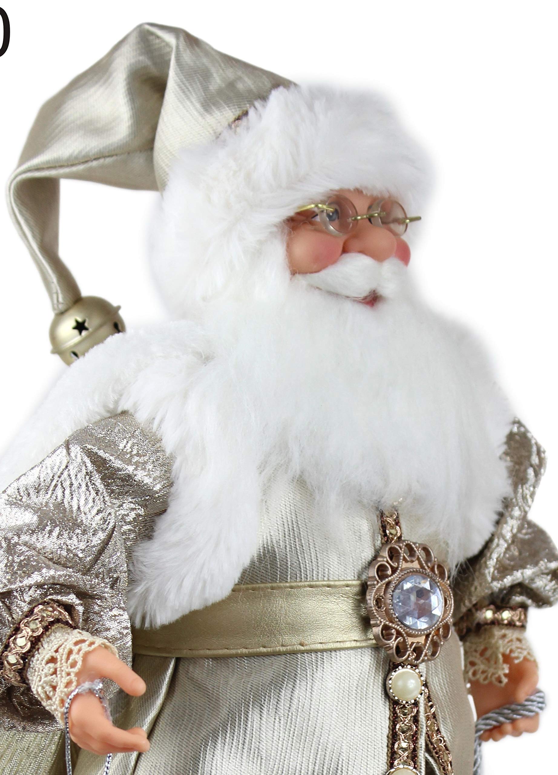 Windy Hill Collection 16" Inch Standing Shimmering Champagne Santa Claus Christmas Figurine Figure Decoration 169050