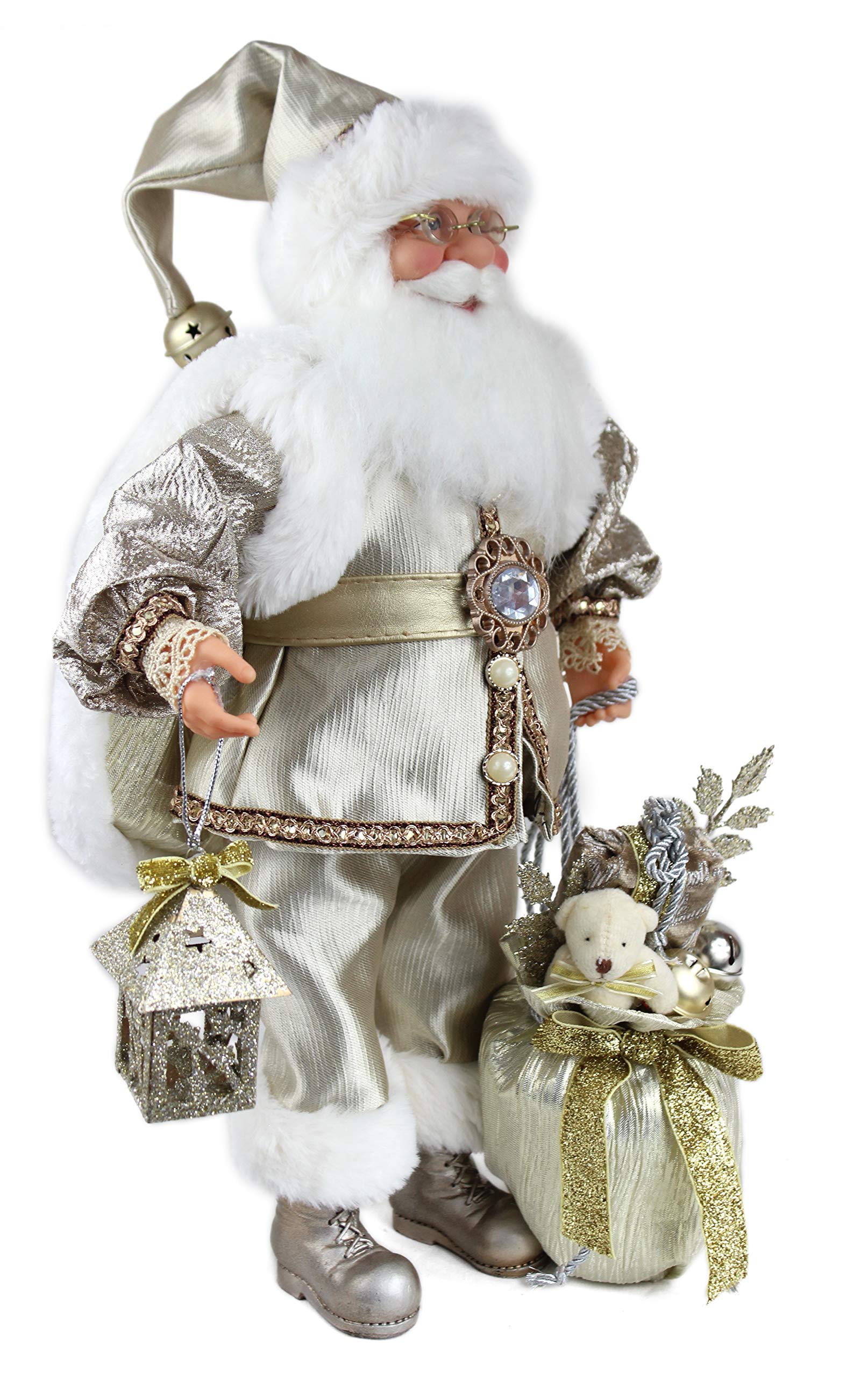 Windy Hill Collection 16" Inch Standing Shimmering Champagne Santa Claus Christmas Figurine Figure Decoration 169050