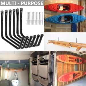 Yisunnan Kayak Storage Utility Rack, Heavy Duty Garage Hangers, Wall Mount or Dock Hanging Hooks for Canoe,Paddle Board,Surfboard,Snow Board,Ladder