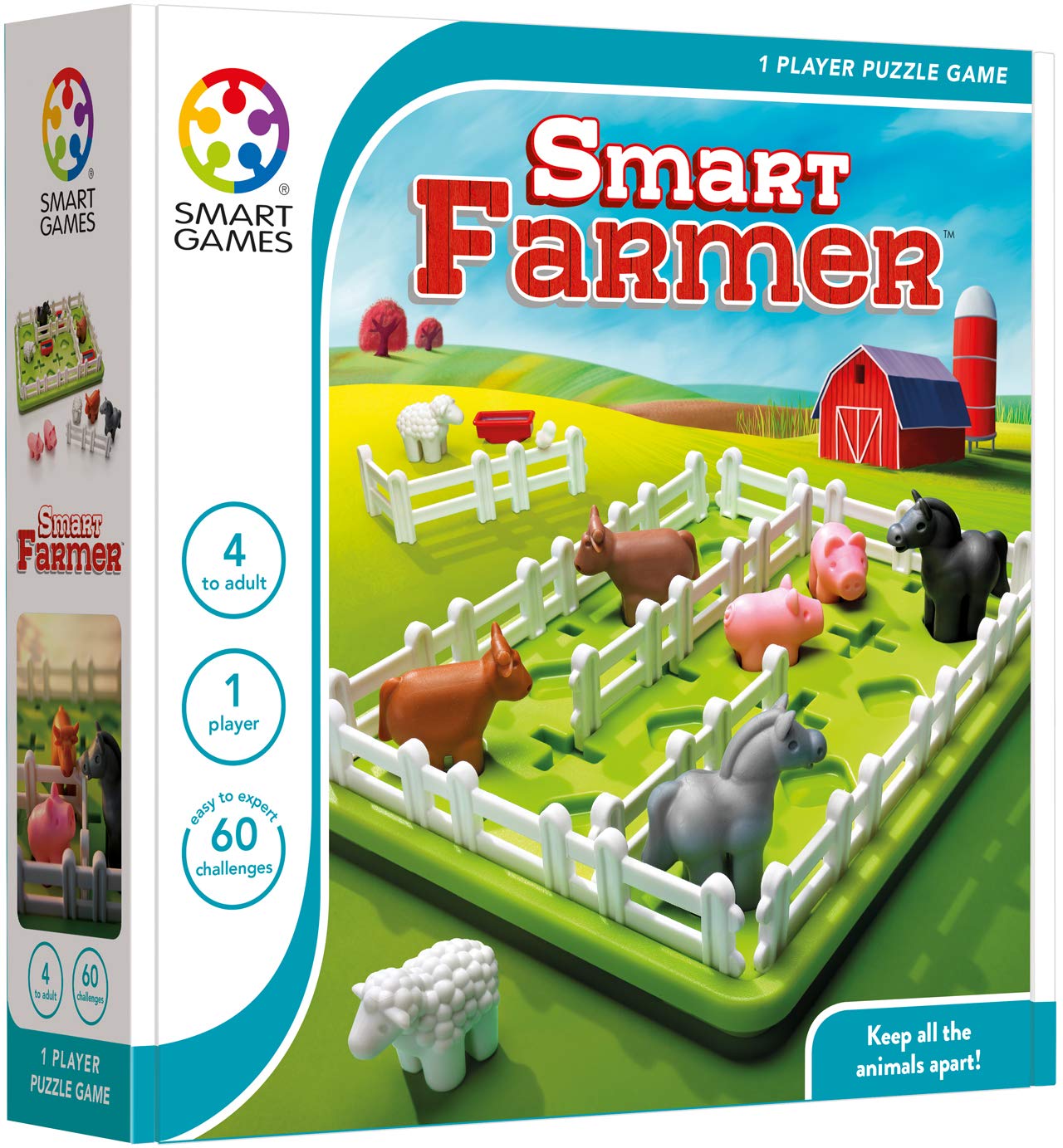 SmartGames Smart Farmer Board Game, a Fun, STEM Focused Cognitive Skill-Building Brain Game and Puzzle Game for Ages 4 and Up