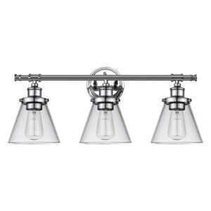 globe electric 51445 parker 3-light vanity light, chrome, clear glass shades, bulb not included