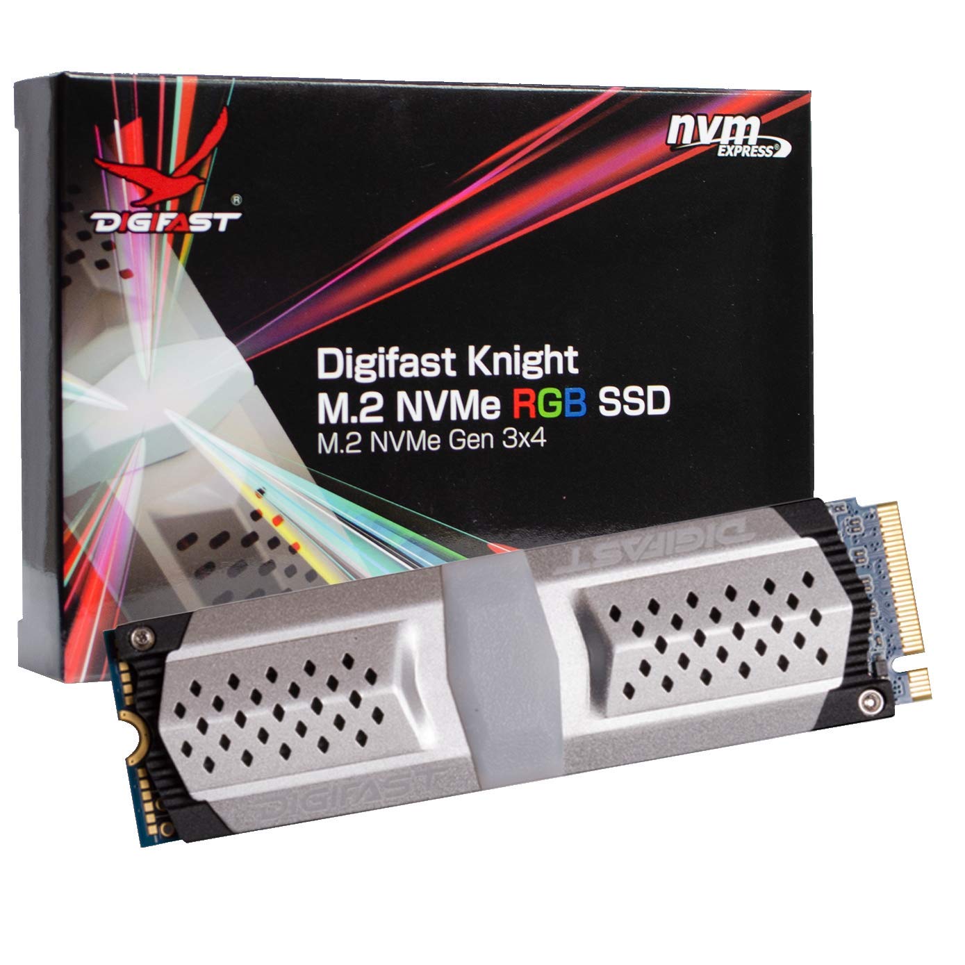 Digifast Knight 1TB M.2 NVMe RGB SSD, PCIe Gen 3x4 M.2 2280 Solid State Drive with Read 3470 MB/s, Write 3000 MB/s