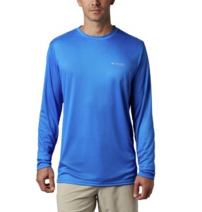 columbia men's terminal tackle pfg country triangle long sleeve, vivid blue/usa flag, xx-large