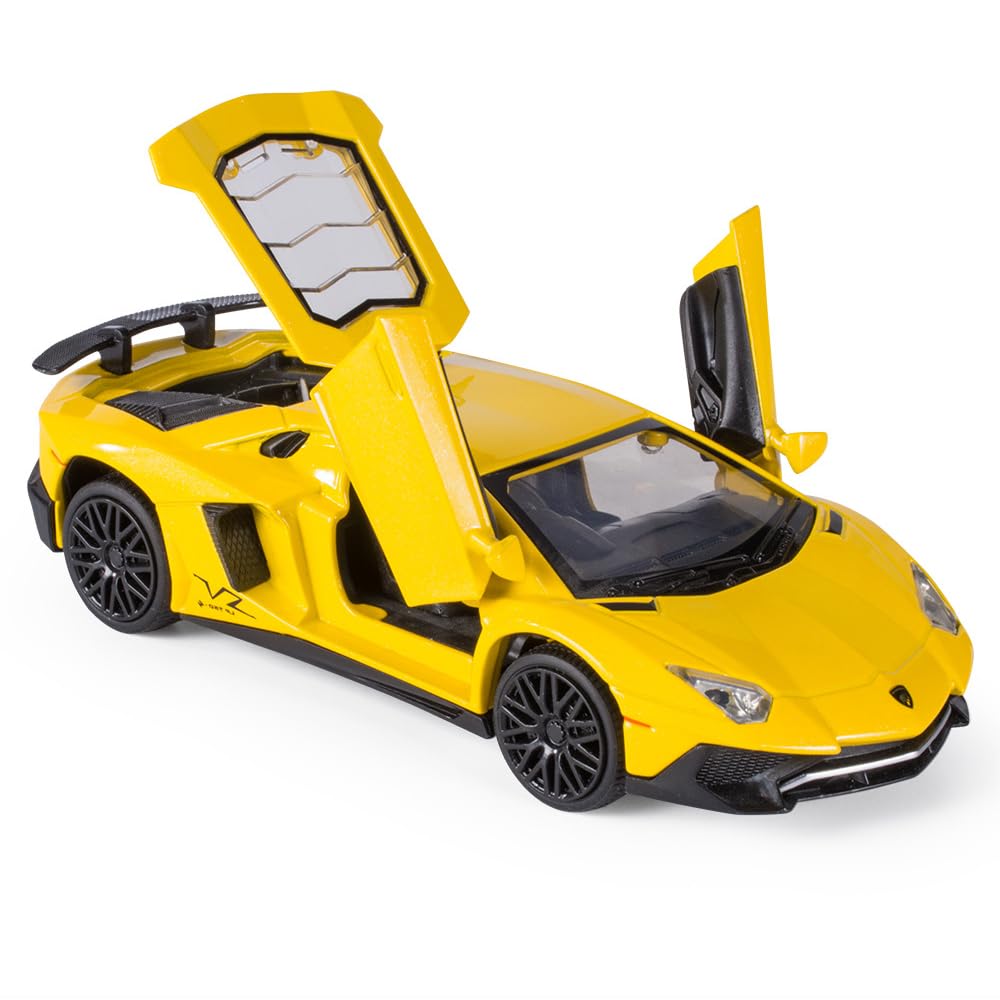 iLooboo Alloy Collectible Lamborghini Toy Vehicle Pull Back Die-Cast Car Model with Lights and Sound