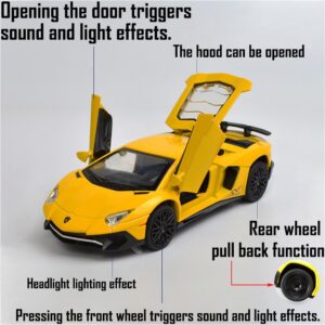 iLooboo Alloy Collectible Lamborghini Toy Vehicle Pull Back Die-Cast Car Model with Lights and Sound