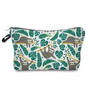 loomiloo cosmetic bag for women, adorable roomy makeup bags travel water resistant toiletry bag accessories organizer sloth (sloth 51476)