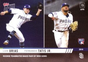 2019 topps now baseball #93 luis urias and fernando tatis jr. dual rookie card san diego padres - only 559 made!