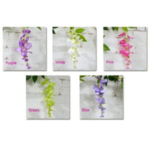 YPY 6.6ft Artificial Flower Ivy Silk Wisteria Flower Vine Green Leaf Hanging Vine Garland for Wedding Party Home Garden Ceremony Wedding Arch Floral Decor (White, 2)