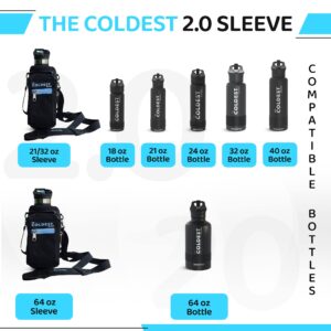 Coldest Water Bottle Carrier Bag with Adjustable Straps - Travel Friendly, Dent Free Design & Extra Phone Pocket, Holder Case Pouch Sleeve Cover Fits Insulated Stainless Steel Water Bottle (64 oz)