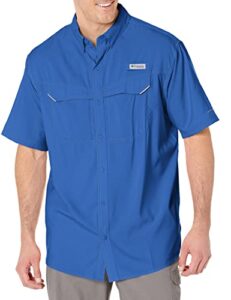 columbia men's standard low drag offshore ss shirt, vivid blue, x-small