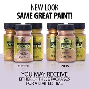 FolkArt Gold Assorted Easy to Apply DIY Crafts, Art Supplies with A Metallic Finish Treasure Paint 2 Fl Oz 59 Ml (Pack of 1)