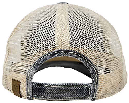 Funky Junque Distressed Trucker Hat - Black Camo/Beige Mesh