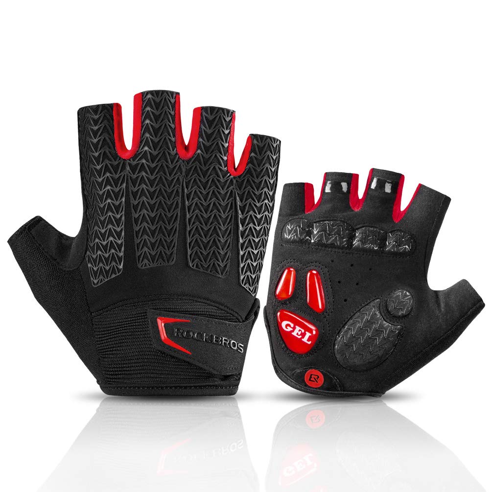 ROCKBROS Road Cycling Gloves for Men Women Commuter Gloves Half Finger Biking Gloves with Gel Padded Shock Absorbing, Breathable Anti Slip Road Bike Gloves