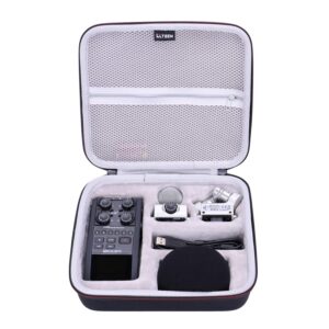 ltgem eva hard case for zoom h6 all/zoom h6 six-track/zoom h6essential / zoom h4essential portable recorder. fits charger, cable and other accessories