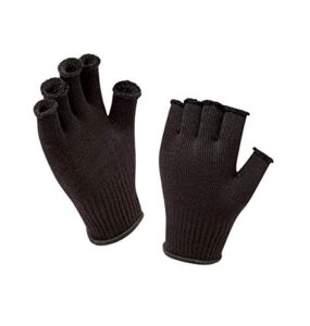 sealskinz unisex merino fingerless glove liner, black,